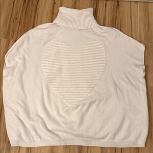 easel Cream Turtleneck Sweater with Heart Motif